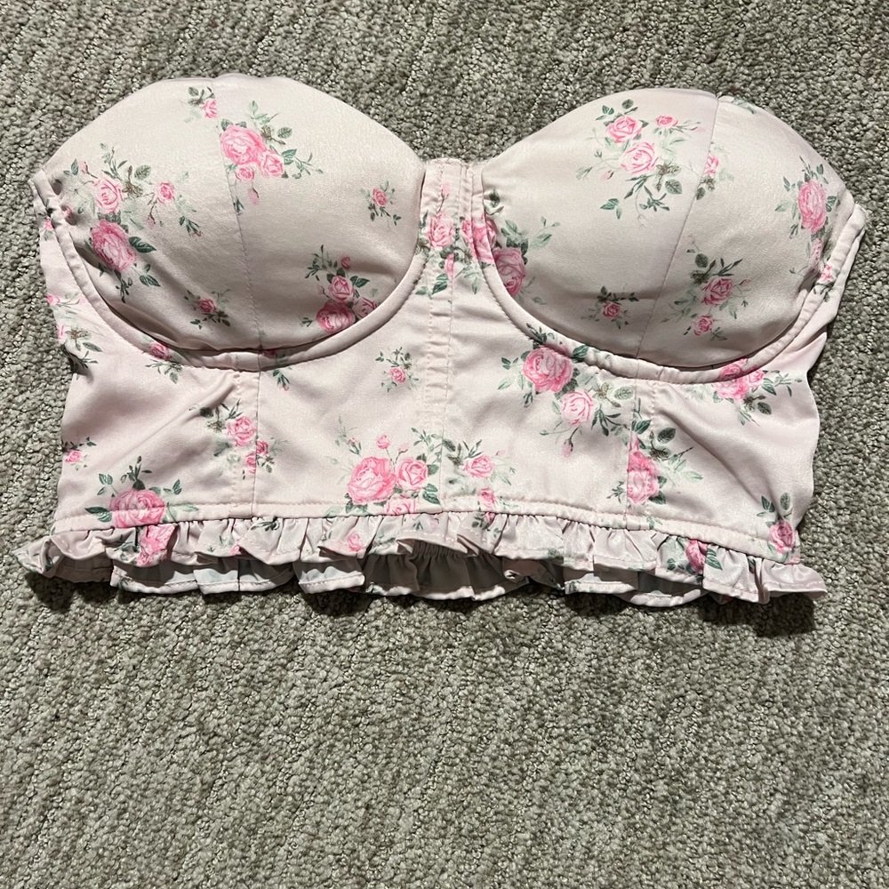 Floral Pink Bustier Top